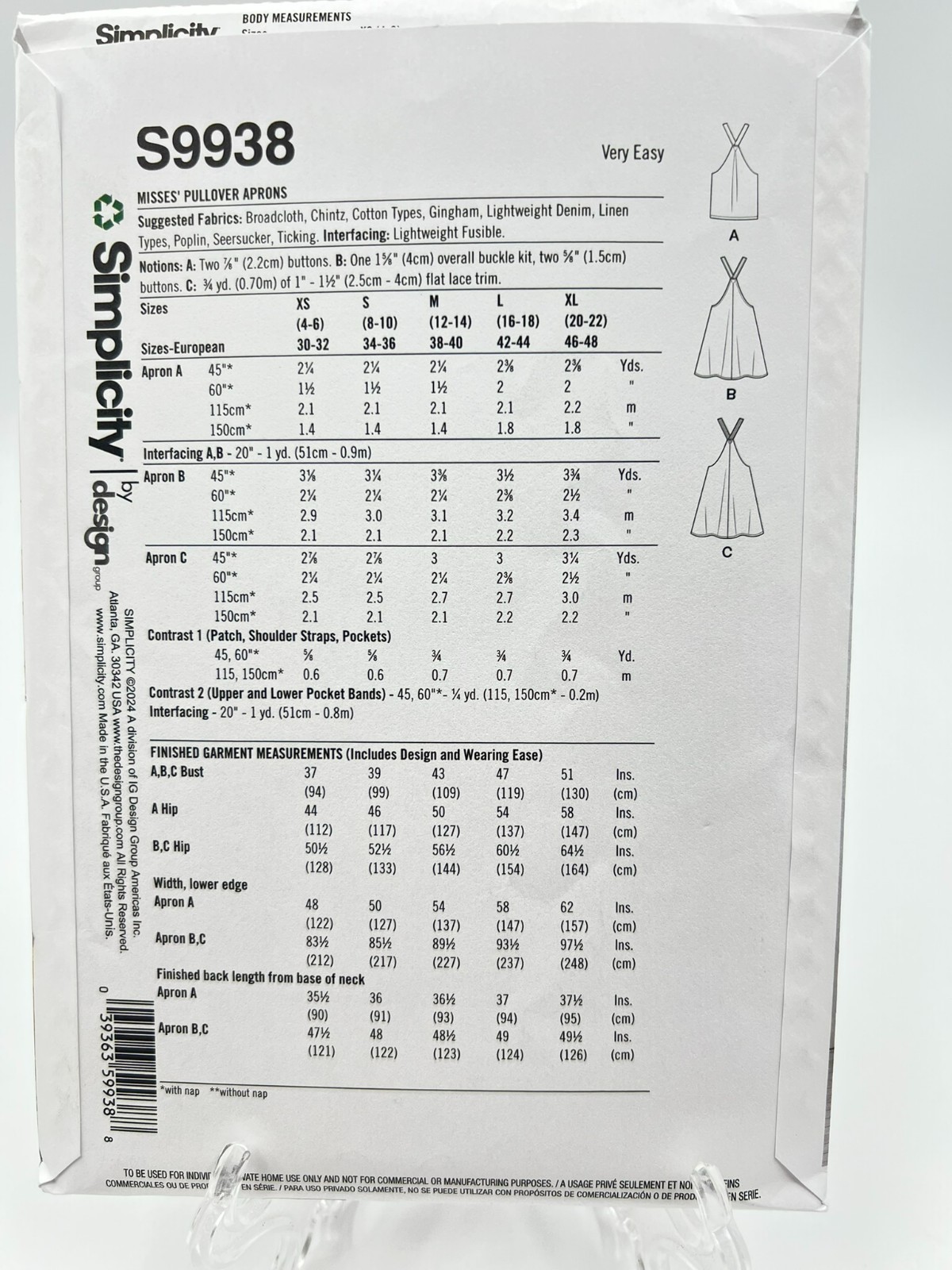Buyers Choice: McCalls, Simplicity, Butterick- Apron Sewing Patterns