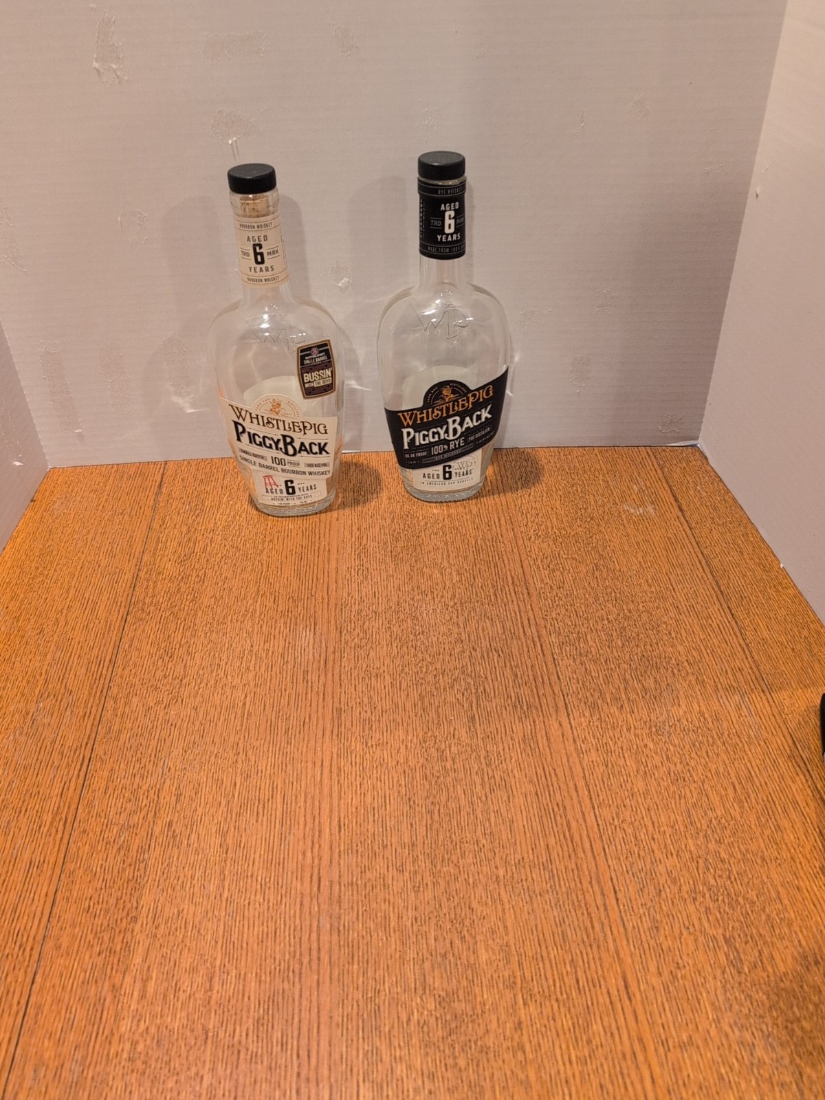 Whistlepig PiggyBack Lot of 2 Six Year Bourbon Bottles Empty Bottles