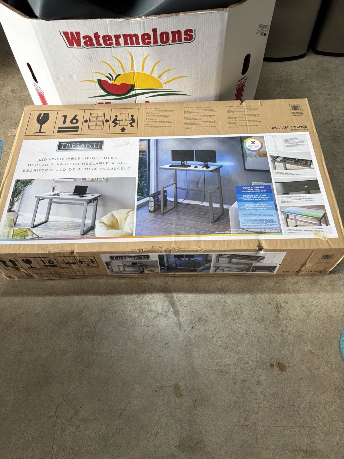 Tresanti Adjustable Height LED Standing Desk Gray 47.3 x 23.7 in ODP760-D978