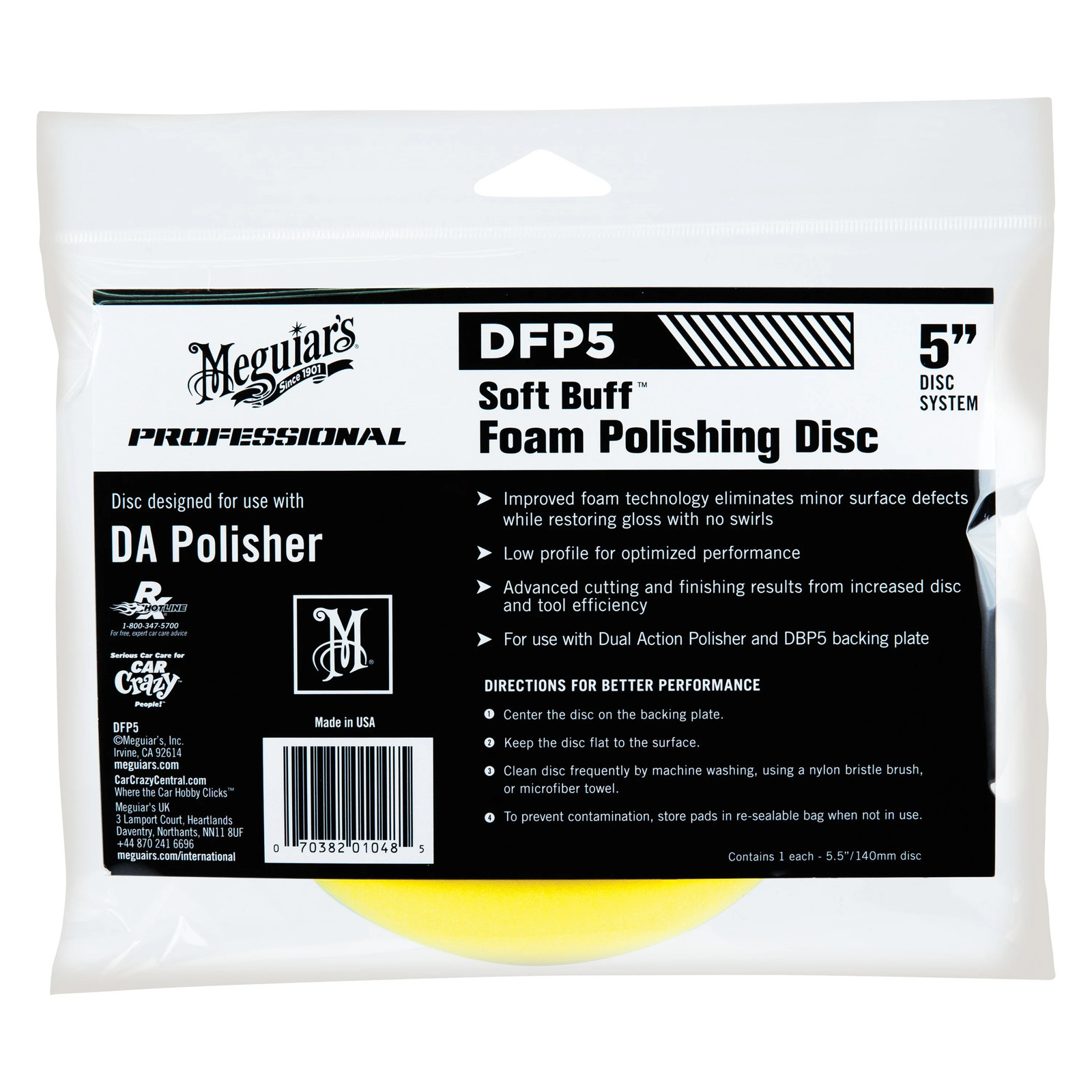 Meguiars Soft Buff 5" Foam Dual Action Hook-and-Loop Polishing Pad