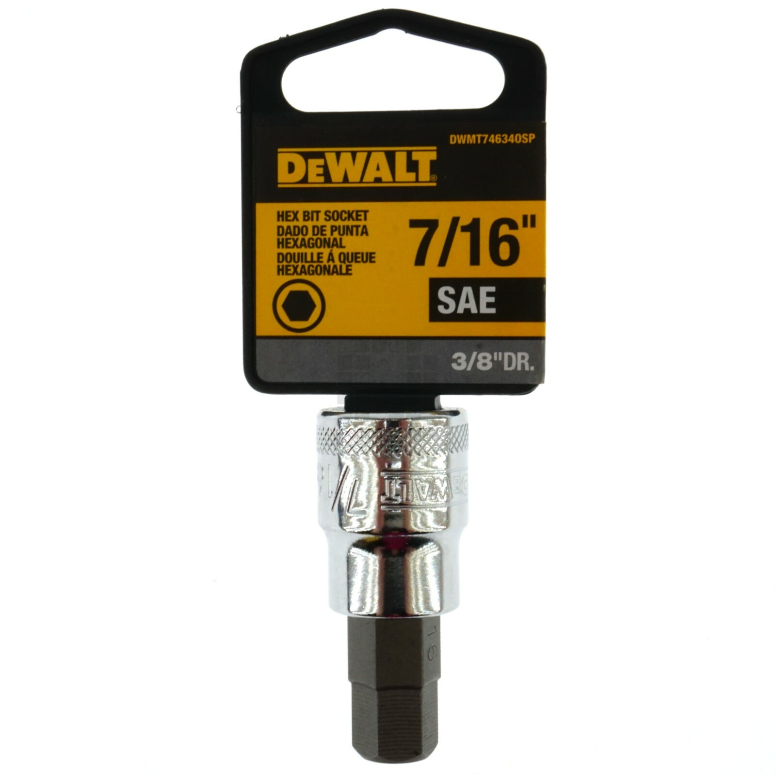 Dewalt DWMT74634OSP 7/16" Chrome Hex Bit Socket, 3/8" Drive, 74-634D