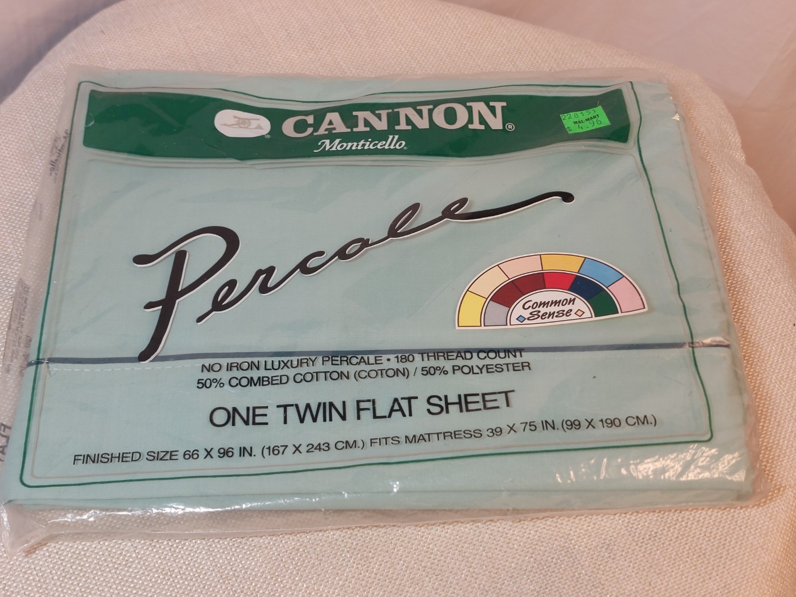 New Vintage Cannon Twin Flat Sheet Mint Green Retro Package Nostalgic Aesthetic