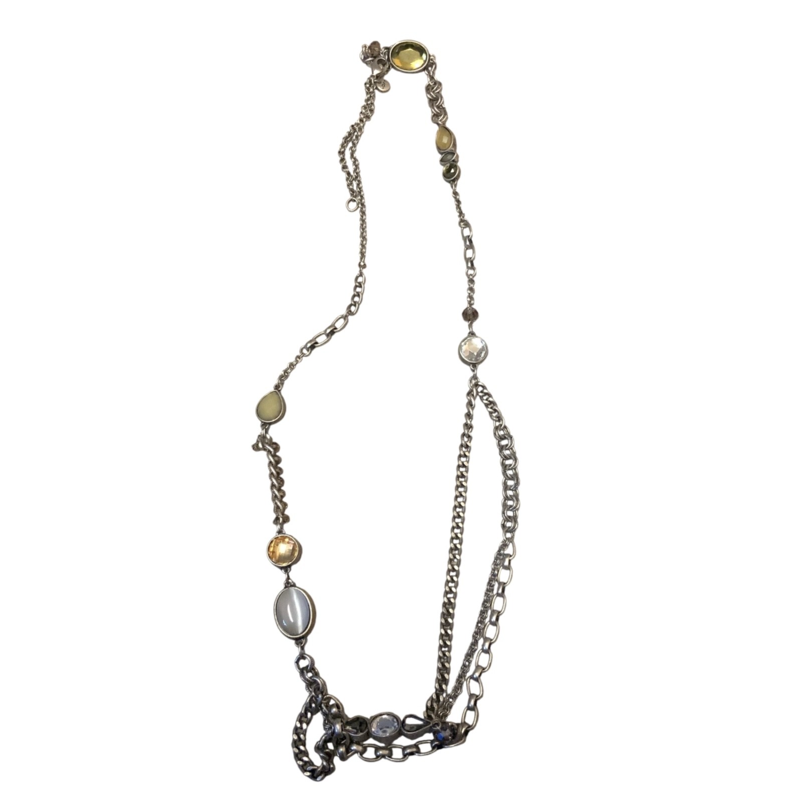 LOFT Silvertone Gray Bead Scoop Chain Necklace
