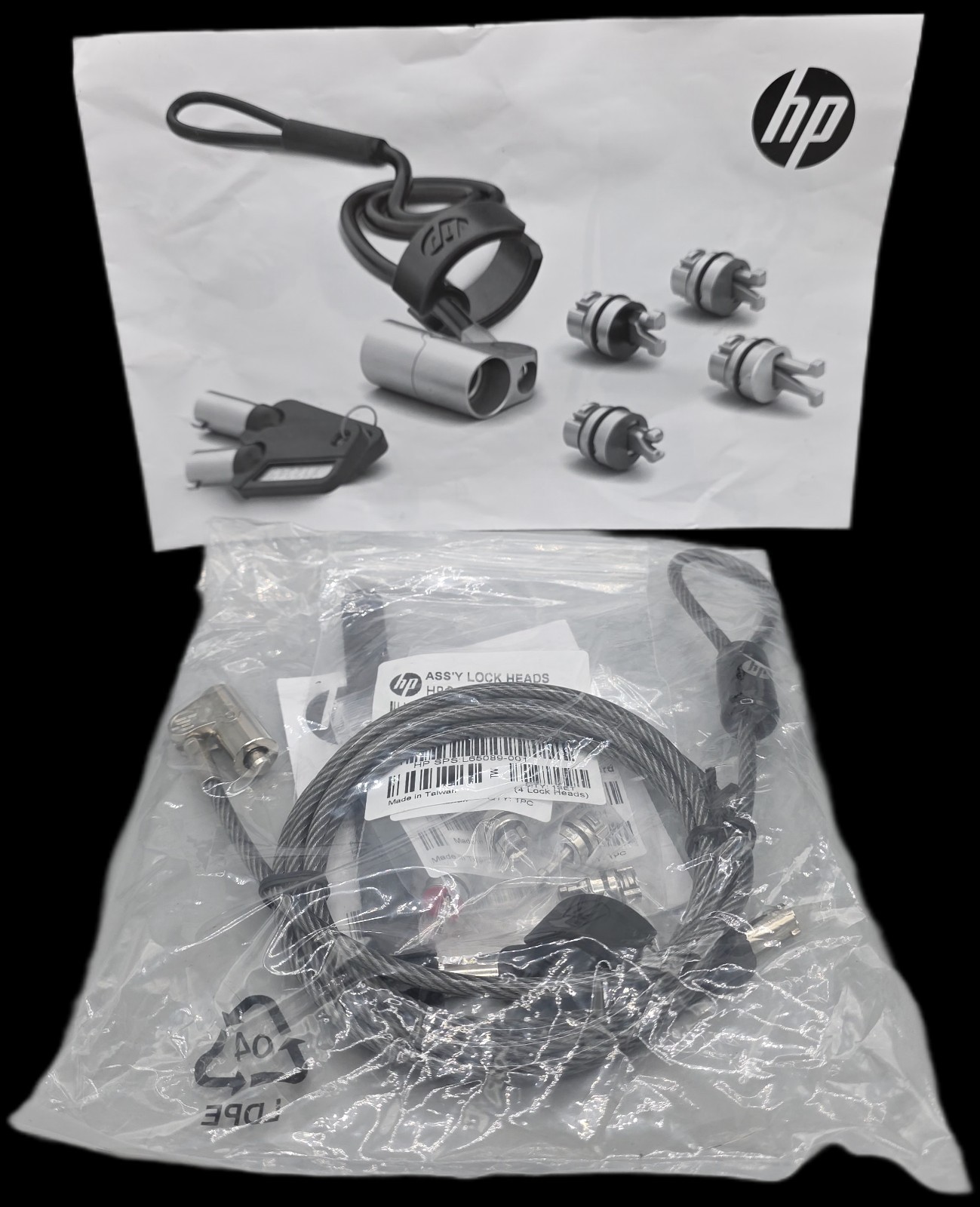 HP Sure Key Cable Lock (6UW42UT) w/ 4 Different Security Lock Heads Kit New