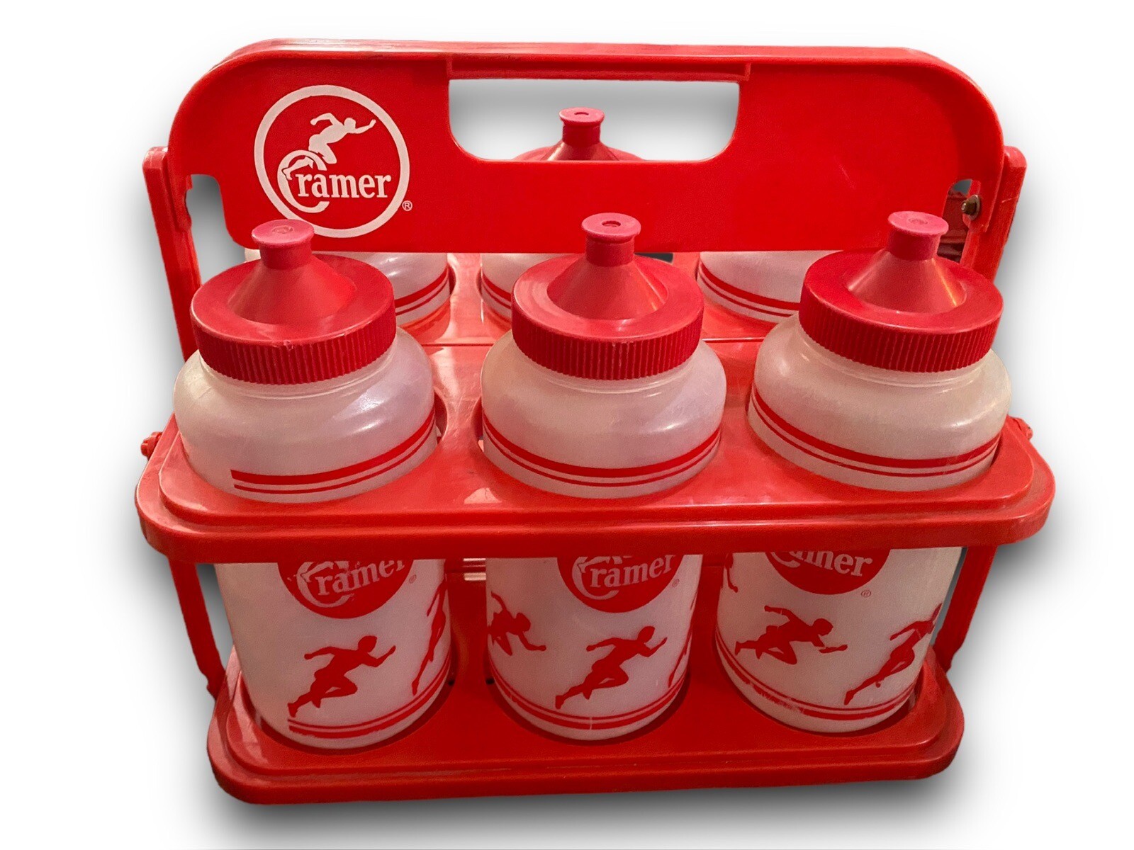 Cramer Collapsible Carrier With 6 One-Quart Plastic Water Squeeze Bottles Sports