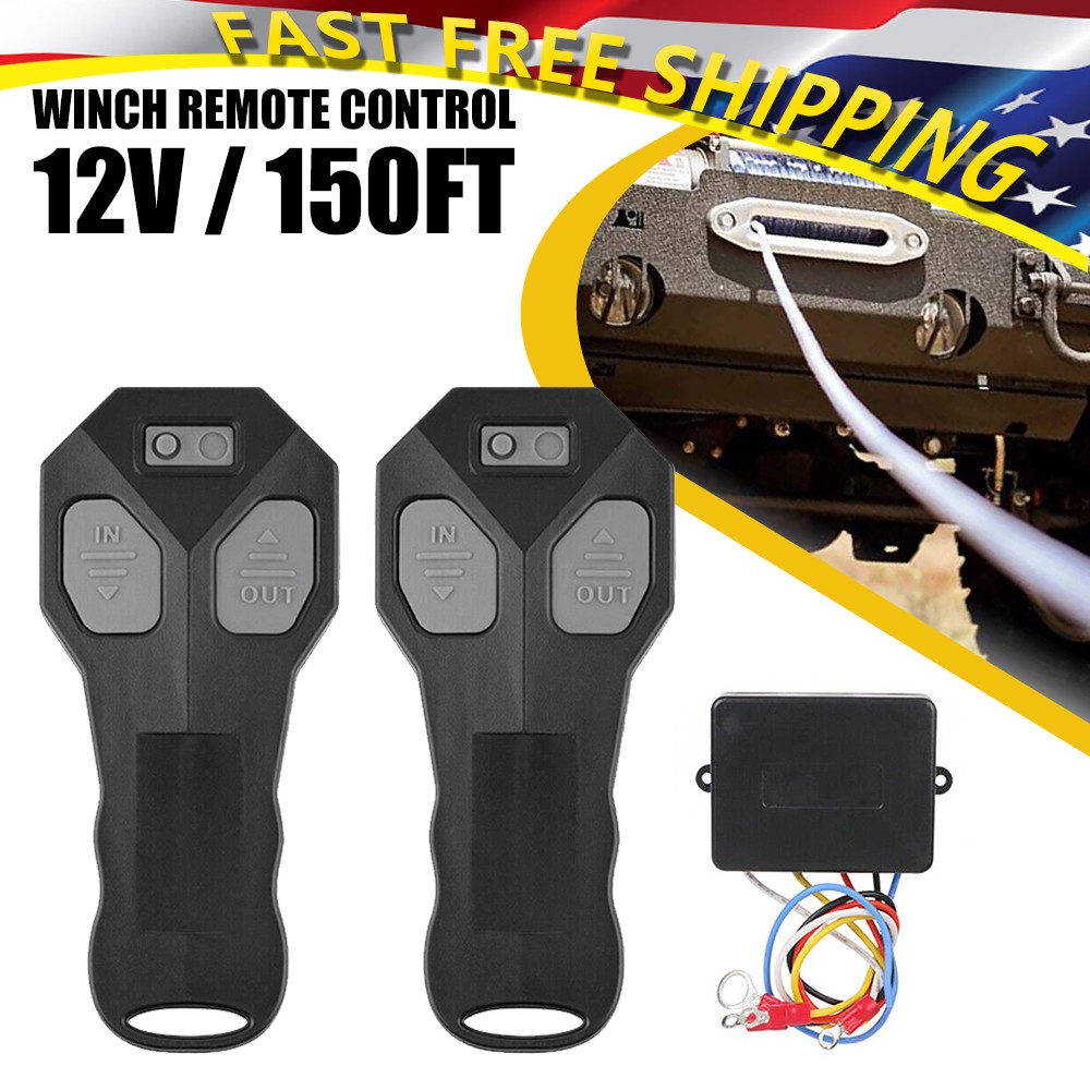 Set Wireless of 2 Winch Remote Control 12V Kit Switch Handset For Truck Jeep ATV