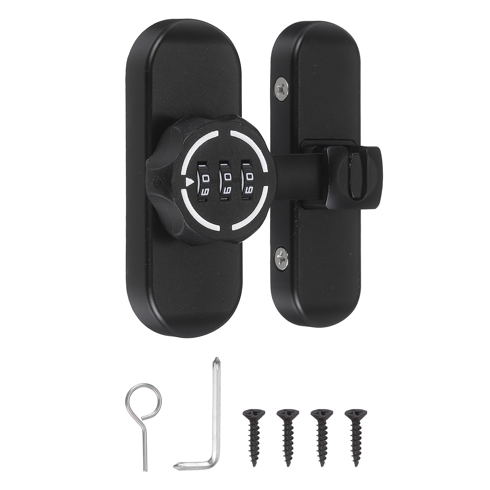 180/90 Degree Barn Door Lock Keyless Flip Latch Password Lock Luminous Black