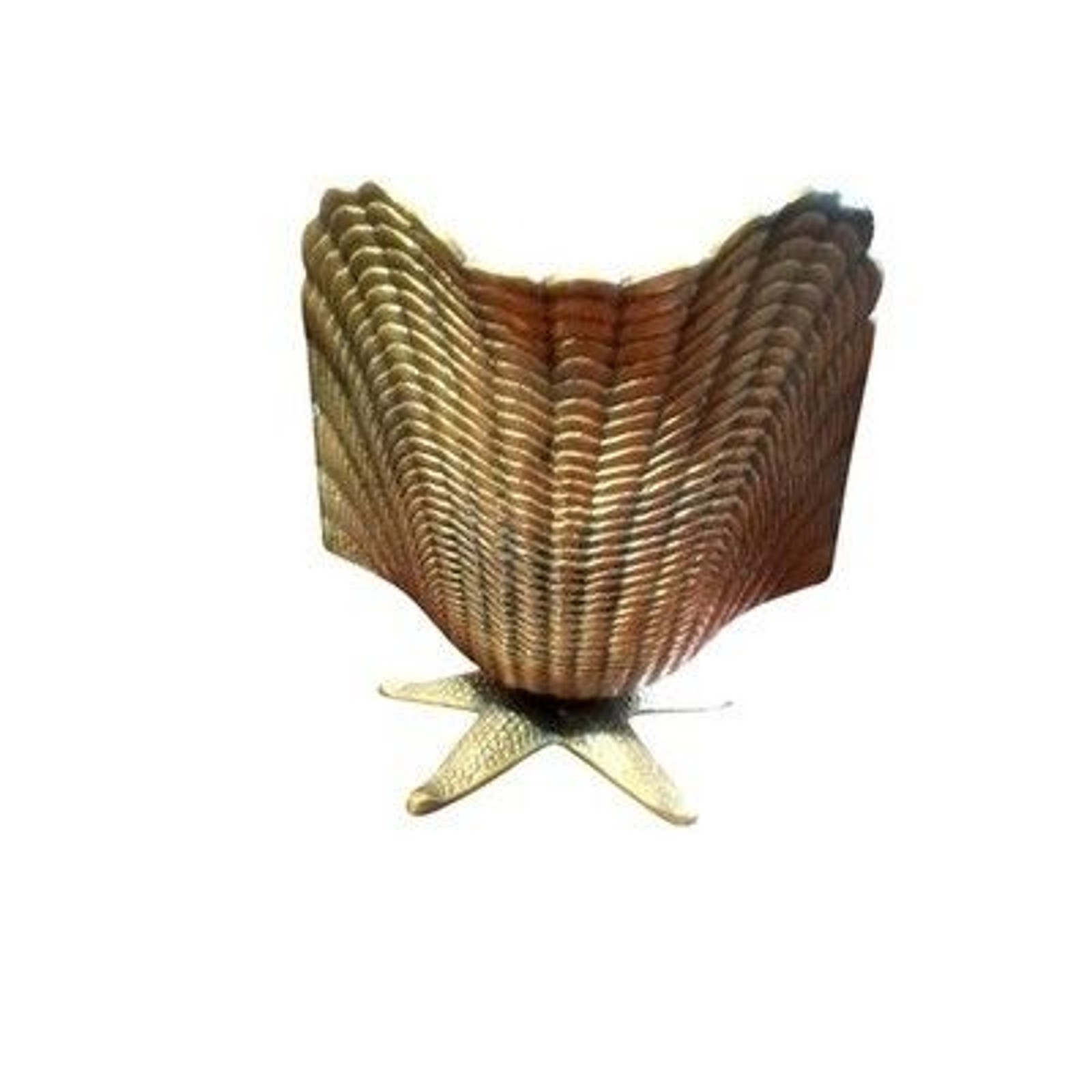 Vintage MCM Brass Seashell Starfish Planter 5.5" Coastal Hollywood Regency