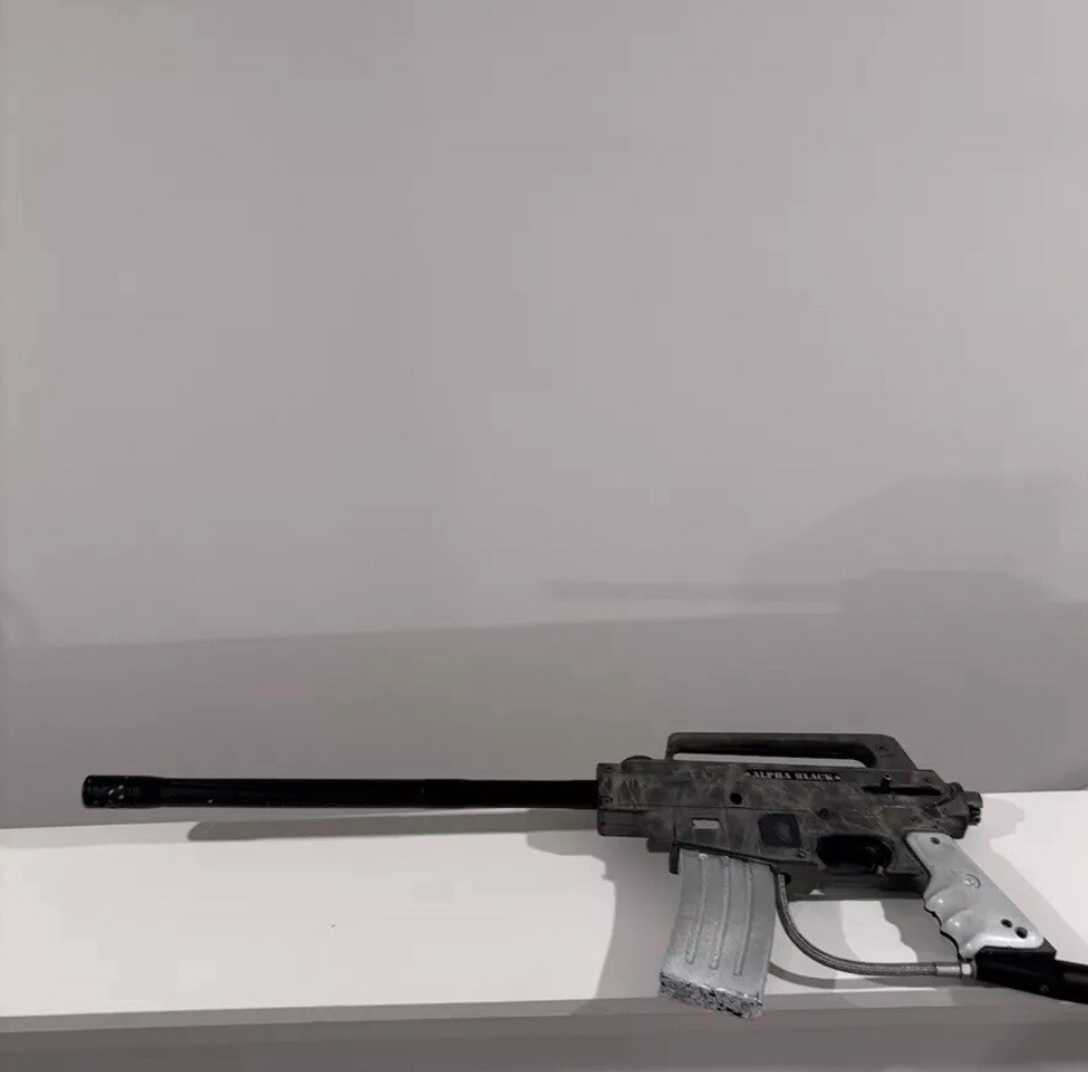 Tippman US Army Alpha Black Tactical Paintball Gun with Barrel Works Perfectly.