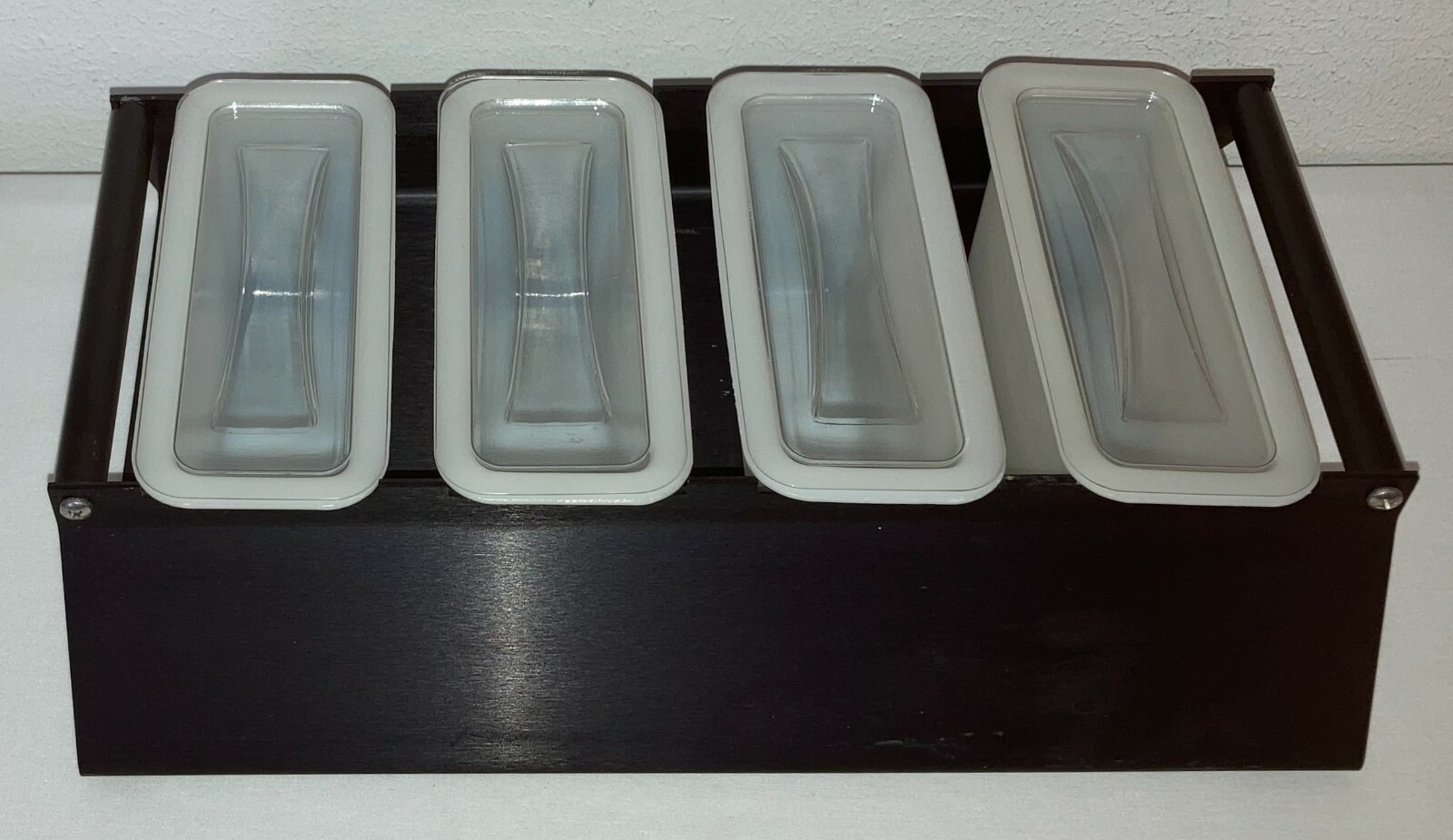 4-Well Microscope Slide Staining Rack With New Dishes & Lids - Free Shipping !