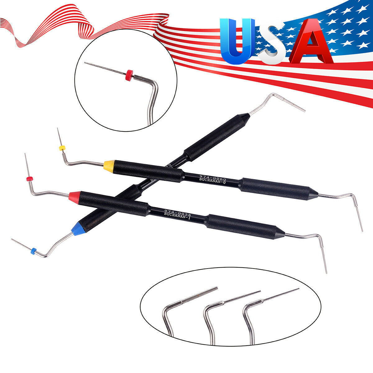 Dental Endo Buchanan Hand Plugger Niti Tip Fill Obturation Model 0,1,2 USA