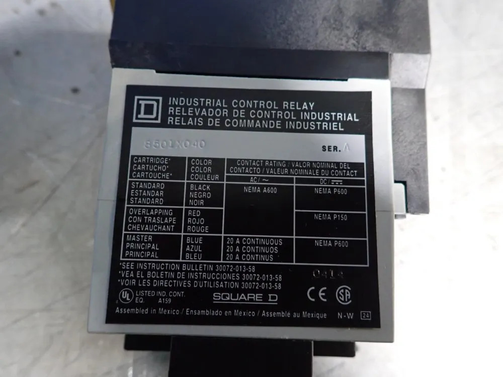 SQUARE D AC CONTROL RELAY 8501X040