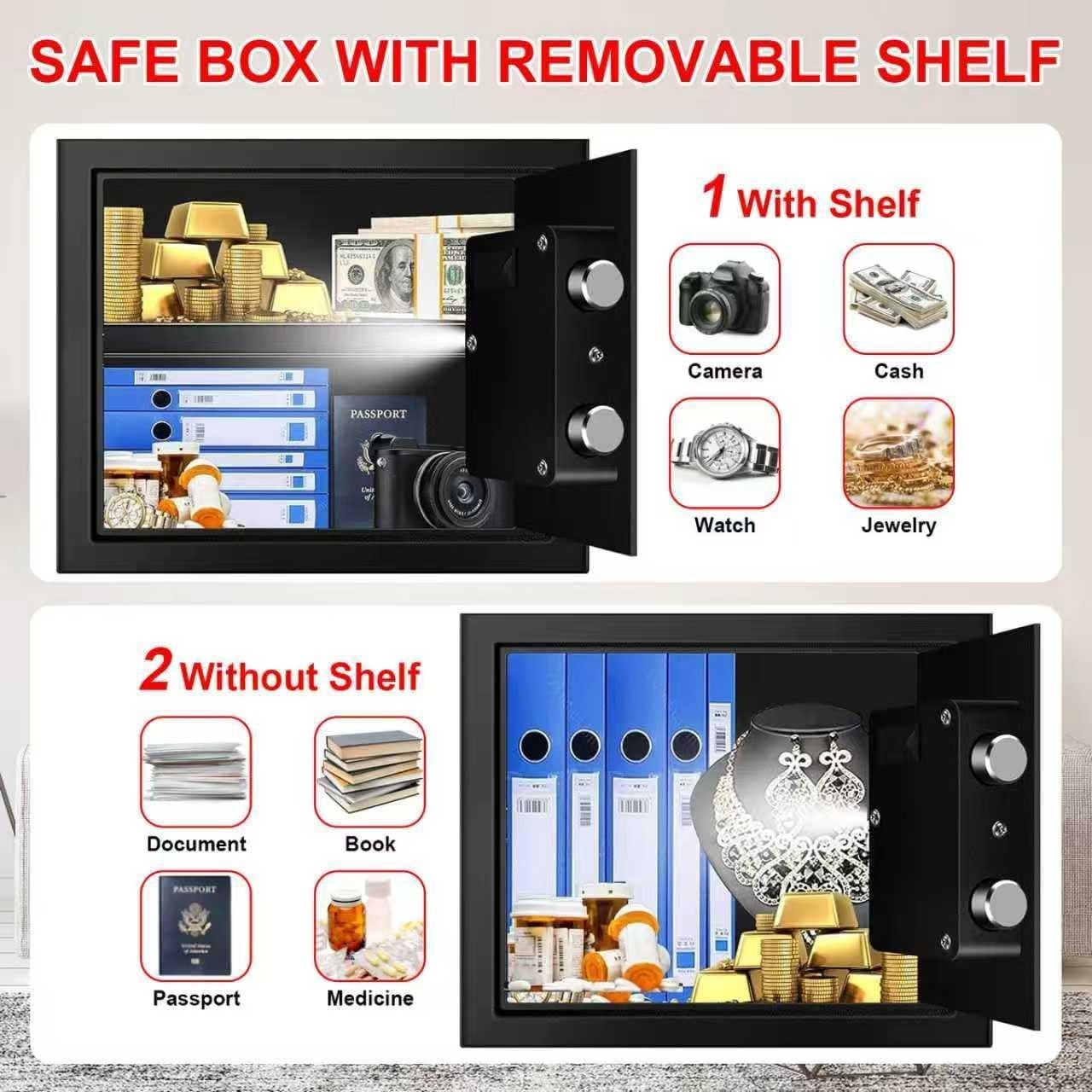 1.2 Cub Small Fireproof Safe for Home, Personal Fire Box CUFT, Black