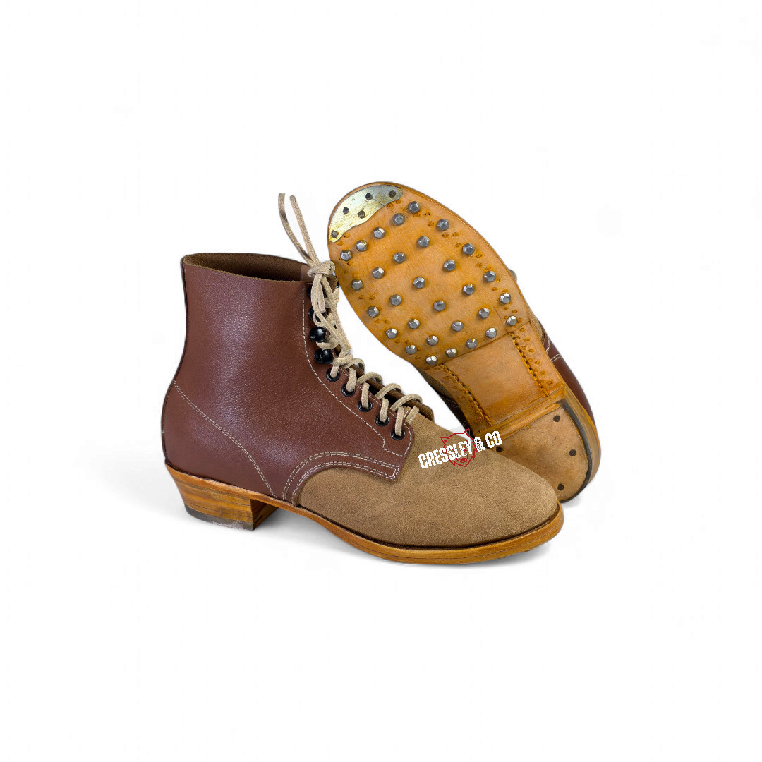 WW2 GERMAN M37 SUEDE LOW BOOTS – ORIGINAL HOBNAILS ACCURATE REPRO, Made to Size