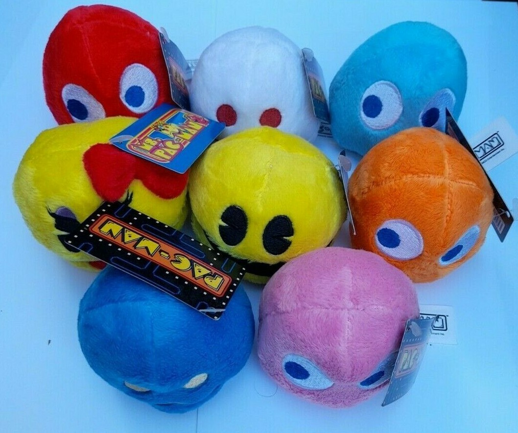 OFFICIAL PACMAN 3" SOFT PLUSH TOYS LOT OF 8 BANDAI NAMCO ARCADE EUROPE BNWT
