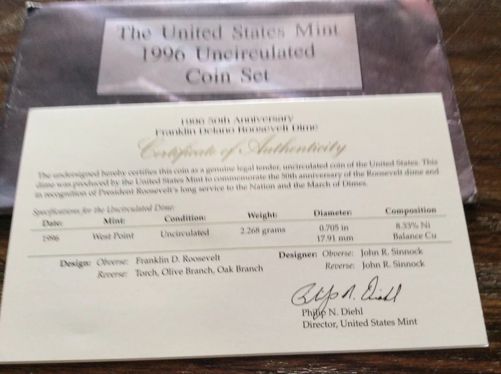 Mint Set - 1996 NO West Point Dime (MS90-150)