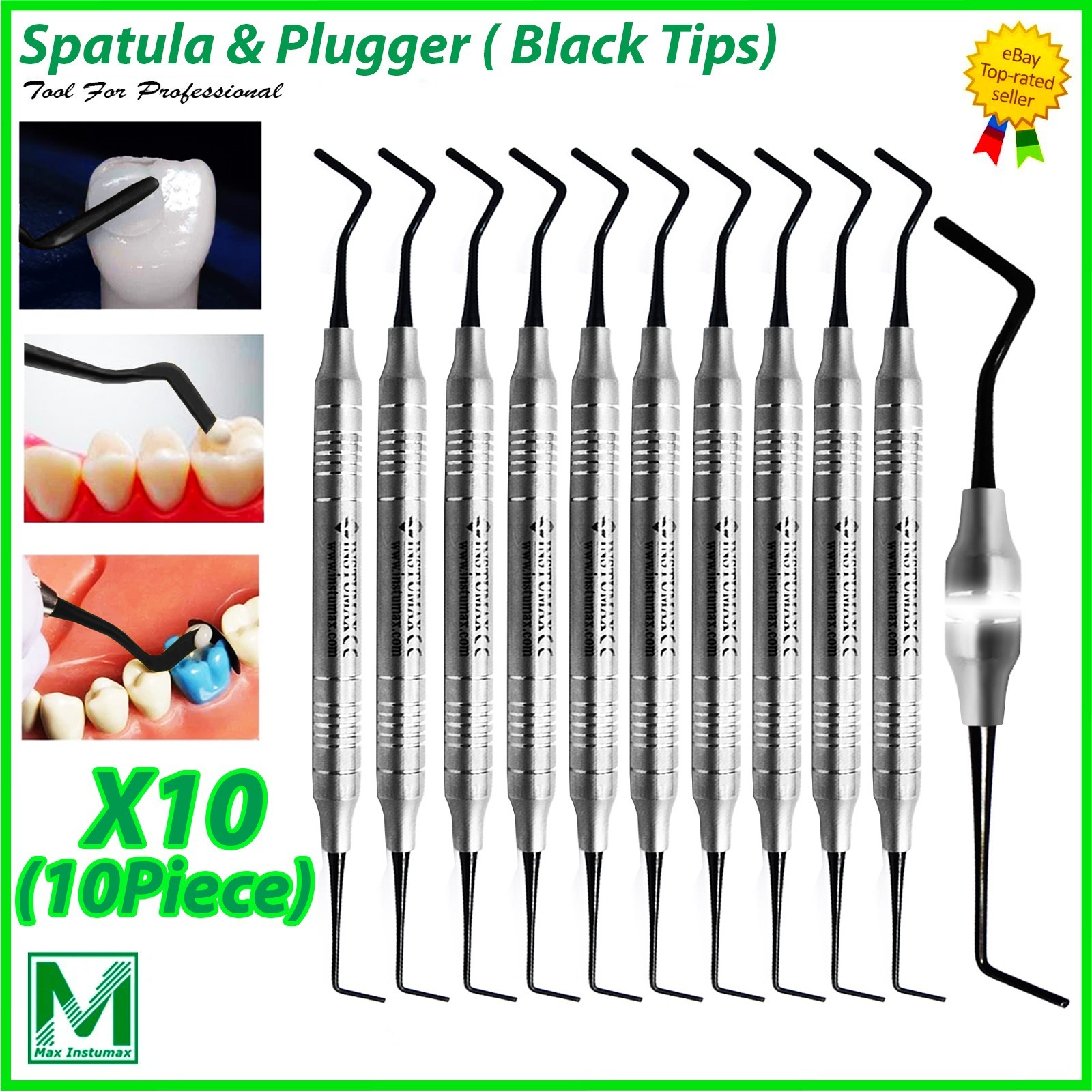 Black Tip Spatula & Plugger Set for Composite Resin Filling and Precision