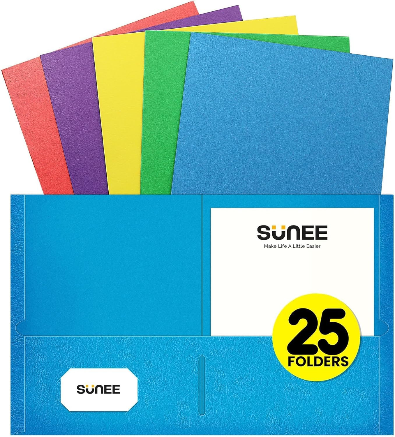 Folders with Pockets(25 Pack, Assorted Colors), 2 Pocket Folders Fit Letter Size