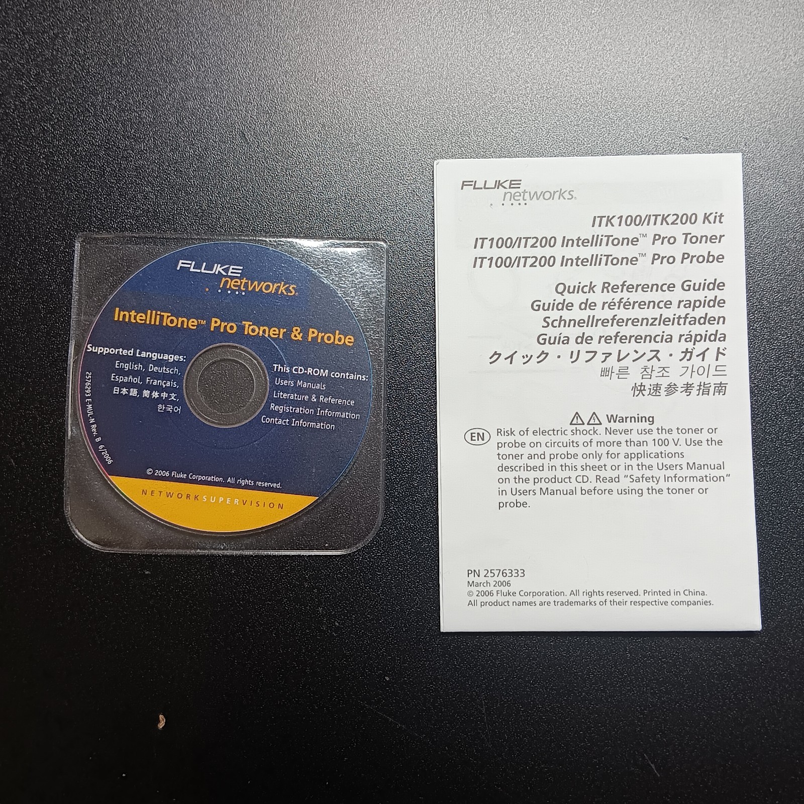Fluke Networks IntellitonePro Toner & Probe CD-ROM With Quick Reference Guide