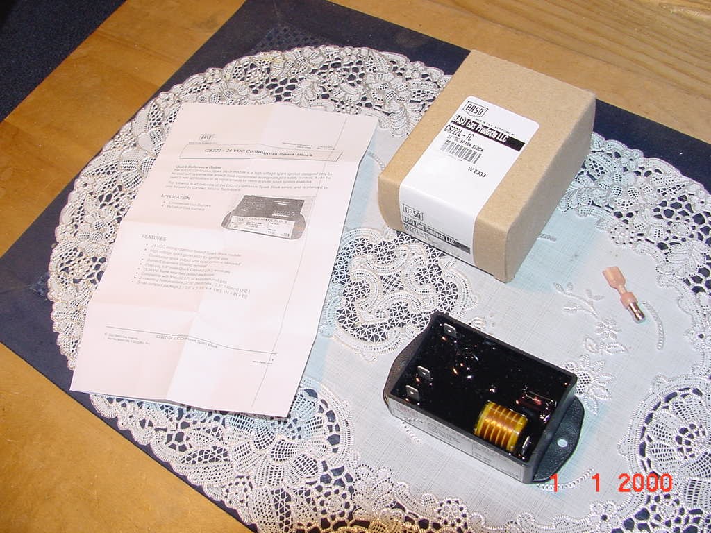 Baso Gas Products CS222L-1C Continuous Spark Block ES222L Rev F, 4W, CS222, NEW!