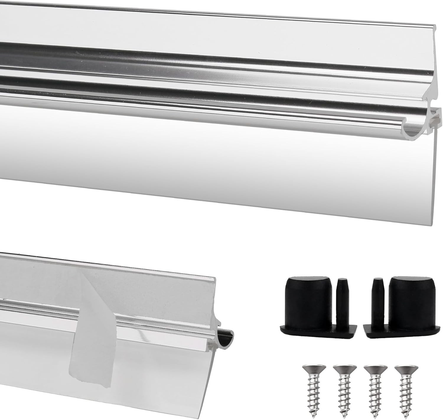 32” Shower Door Drip Rail With Sweep compatible with Chrome Framed Shower Door