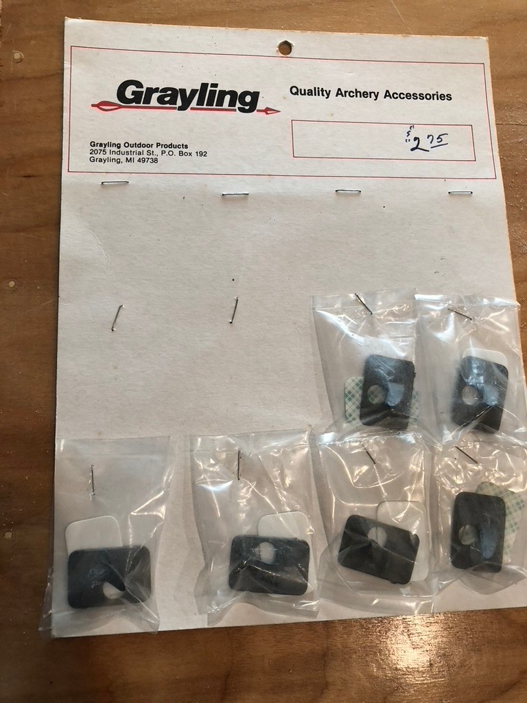 6 Grayling stick-on weather rests dealer display card traditional bows archery