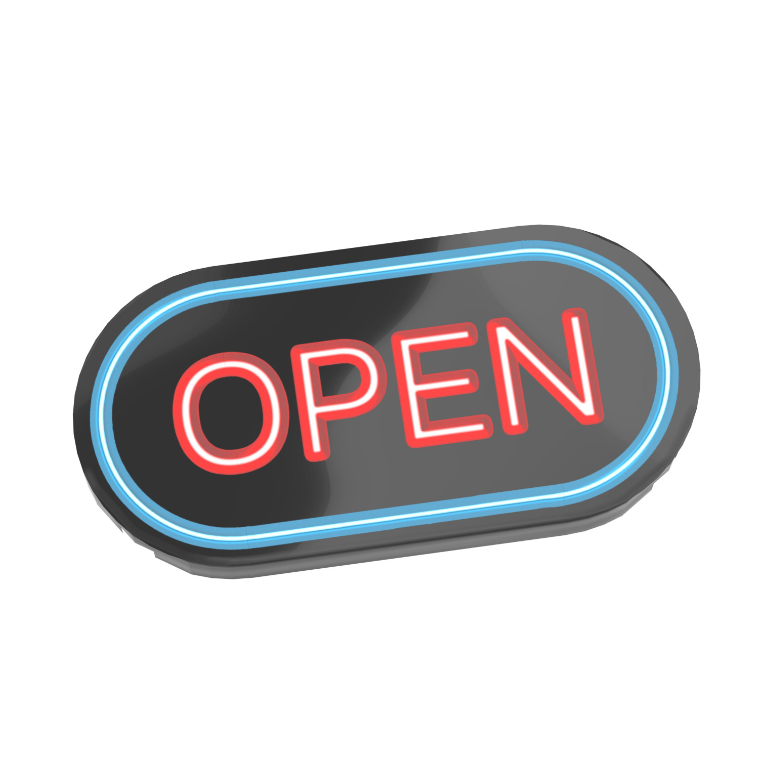 Open Neon Store Sign Pattern - Custom Printed - Brick City - 2x4 Tile - MOC