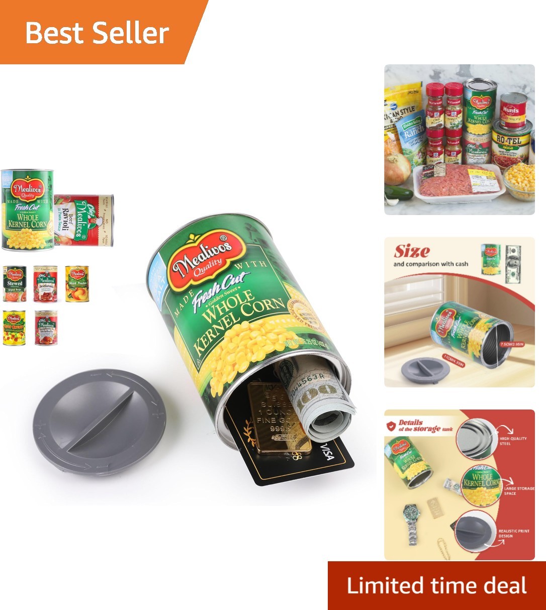 Realistic Fake Can Safe with Large Chamber - Ideal for Storing Valuables Safely