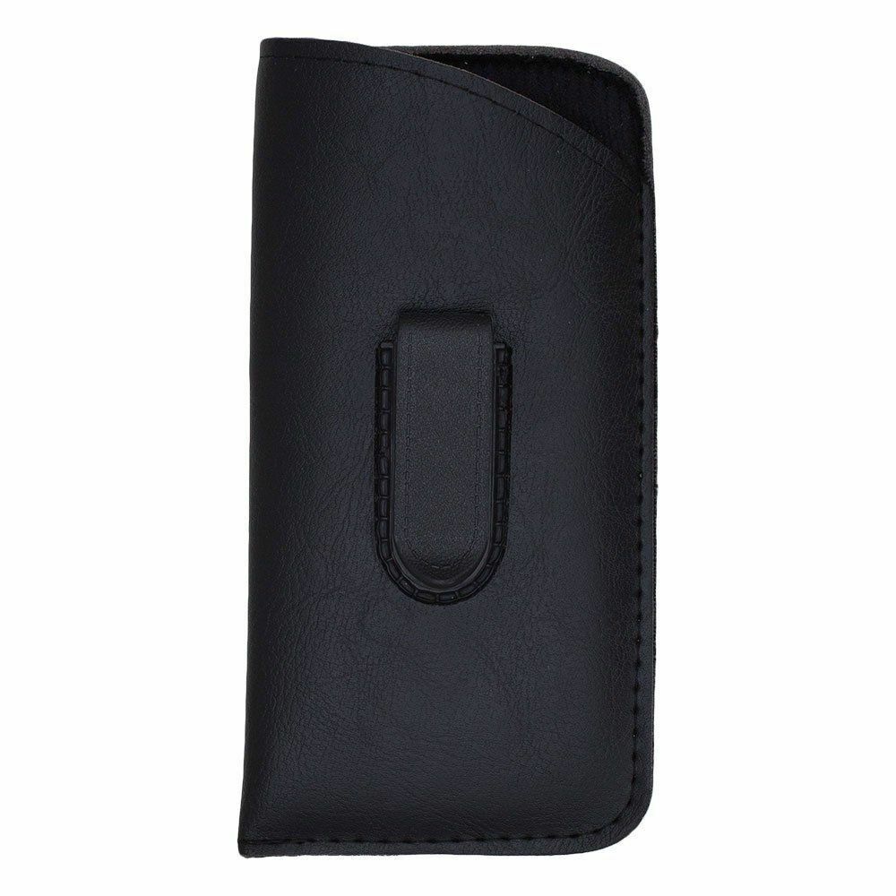 Soft Slip-In Eyeglasses Readers Case Holder Belt Holster Pouch w Clip Black (1)