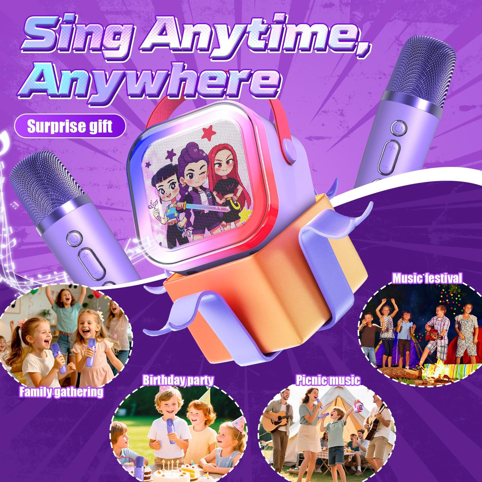 Mini Karaoke Machine for Kids,5 Voice Effects - Portable Bluetooth Speaker wi...
