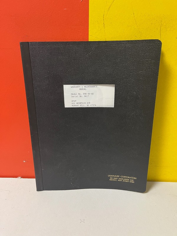 AT&T PDE-46-AS Clean Room Equipment and Products Warranty & Maintenance Manual