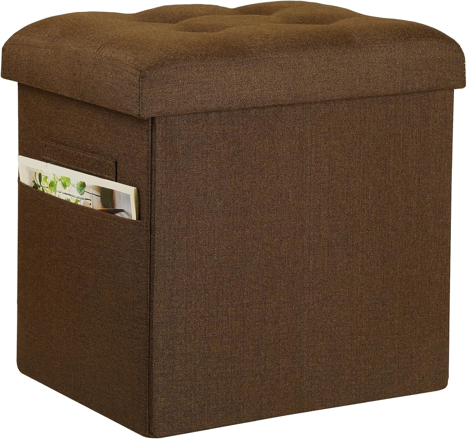 Storage Ottoman Cube, 61L Slim Tall Foldable Foot Rest with Thicker Foam Padded