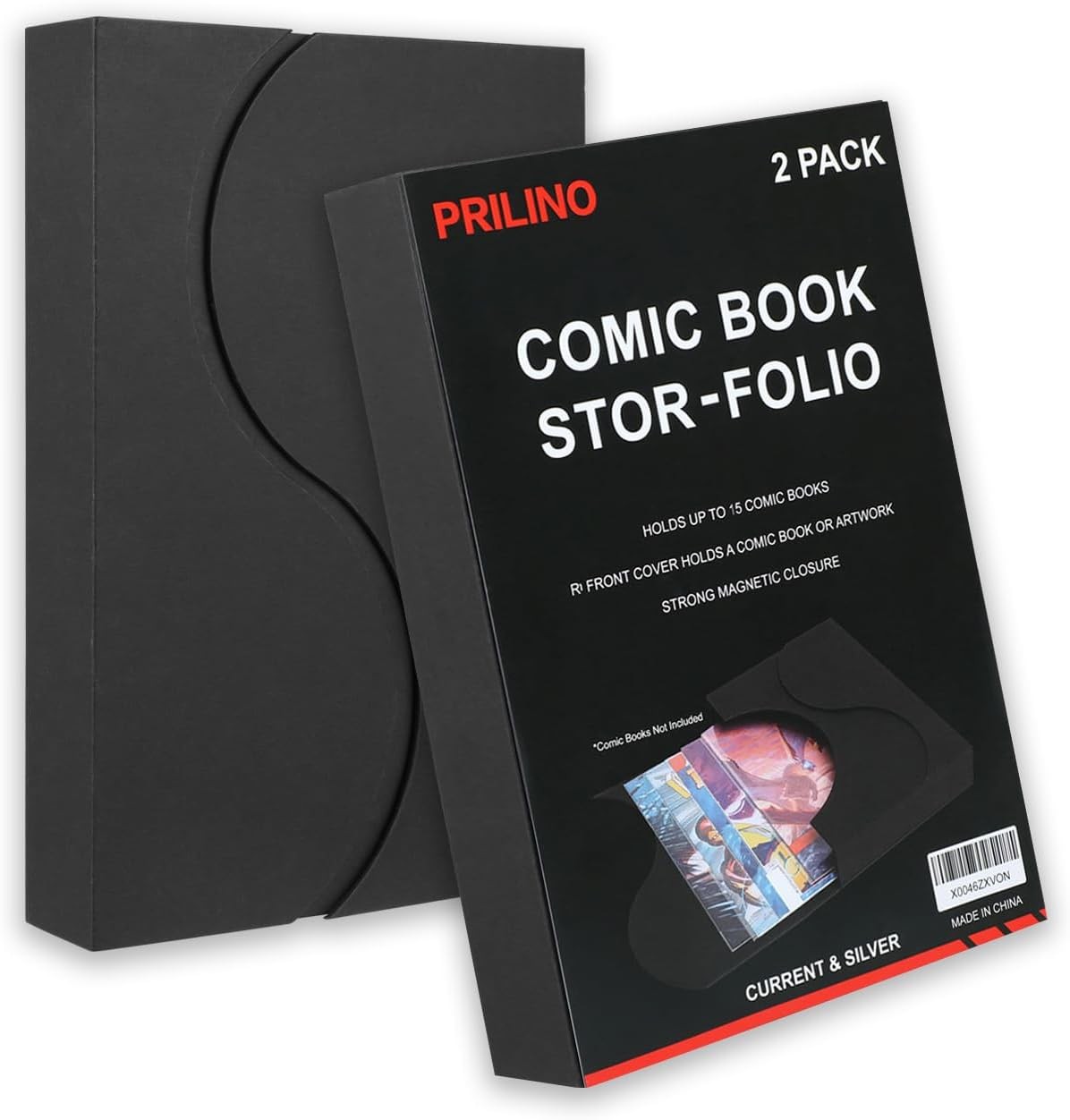 2-Pack Black Comic Book Stor-Folio - Storage Box for Current and Silver Age Comi