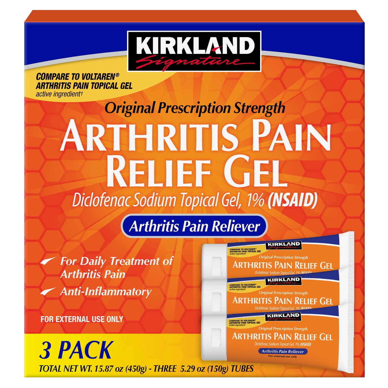 Kirkland Signature Arthritis Pain Relief Gel, Diclofenac Sodium 1% Topical Gel