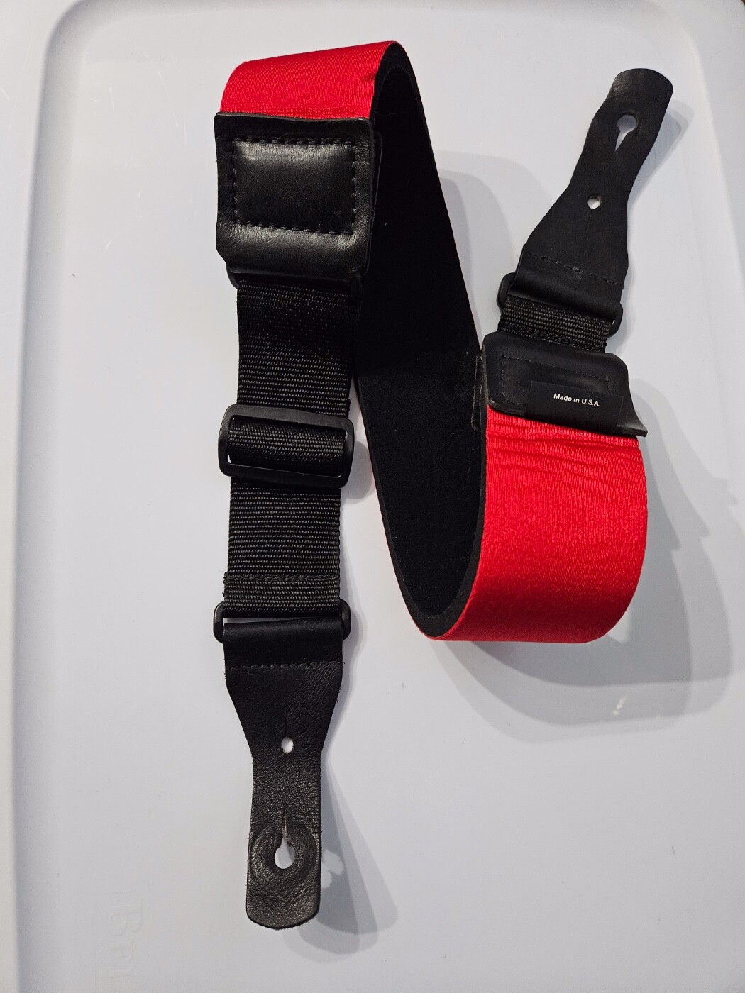 2.5" wide Neoprene Guitar Strap Red & Black