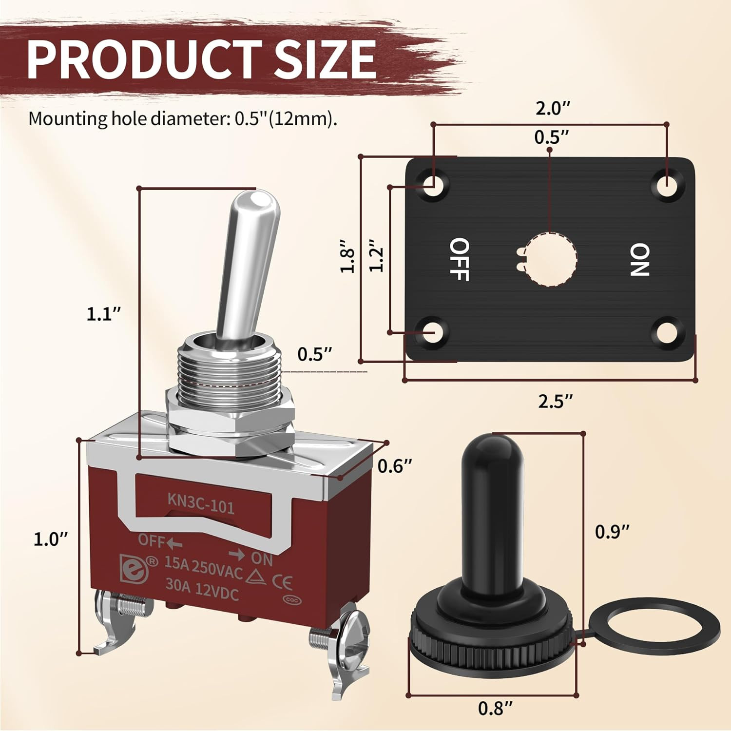 Heavy Duty Toggle Switch 12V DC 30A Waterproof Toggle