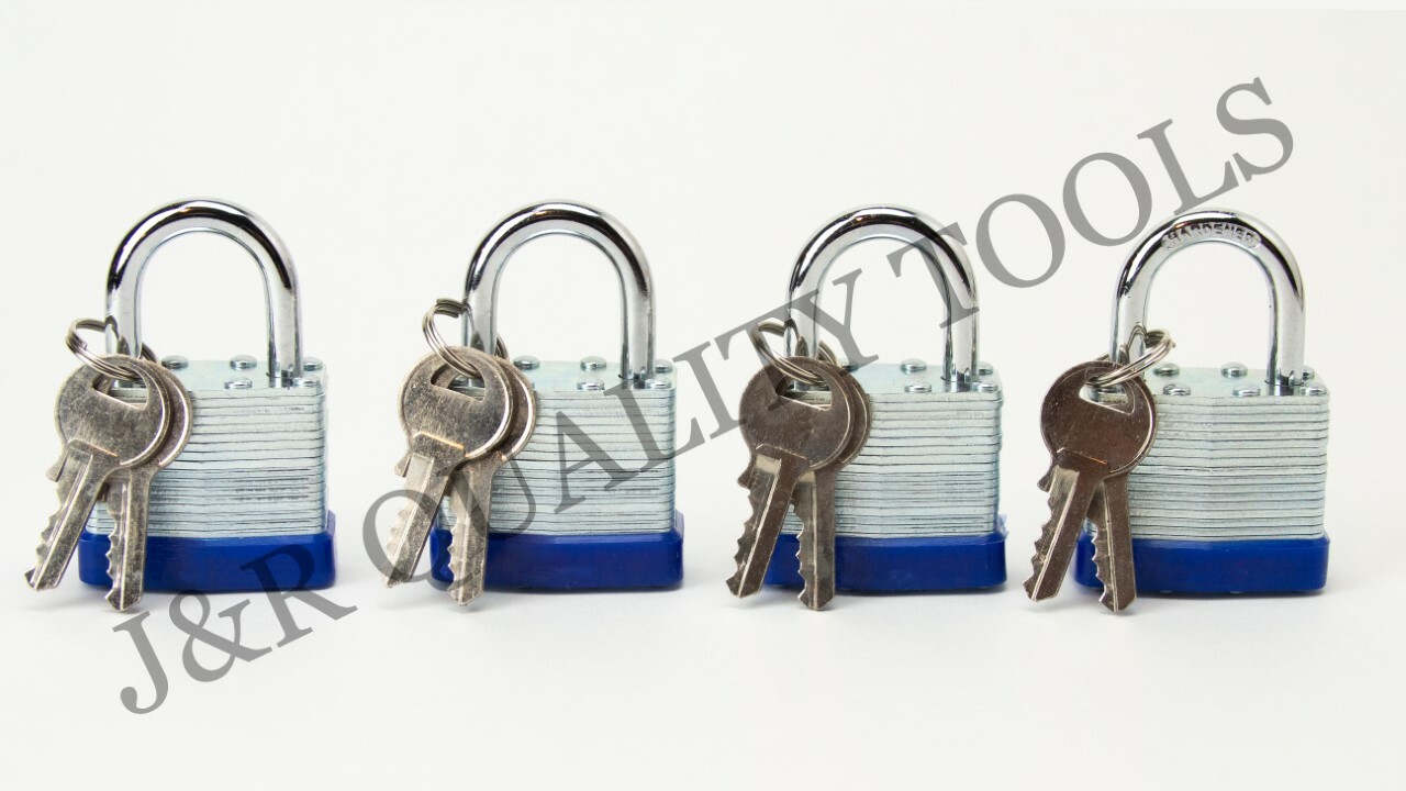 4 PC Pack of Small Laminated Pad Lock 30mm Size Padlock Security Set Keyed Alike