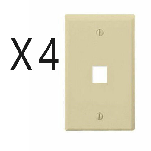 4 Pack Lot - Keystone 1 Hole Port Jack Wall Face Plate Network CAT5e CAT6 Ivory
