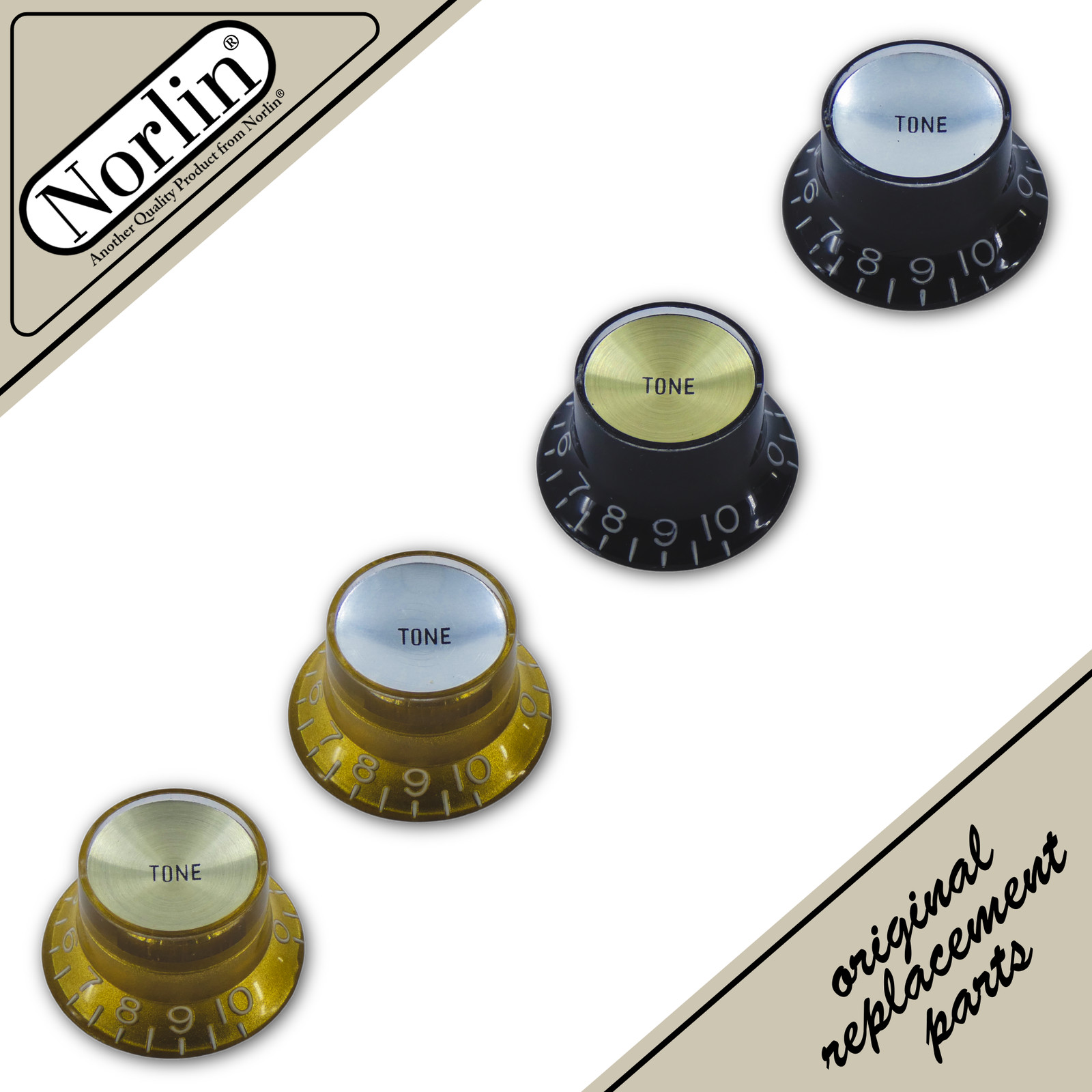 Norlin Embossed Top Hat Reflector Tone Knob for Gibson® Guitars