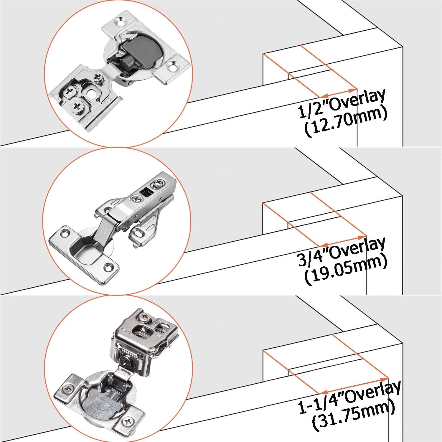 Kitchen Cabinet Hinge for Face Frame Cabinet, Concealed Cabinet Hinge W/ Screw