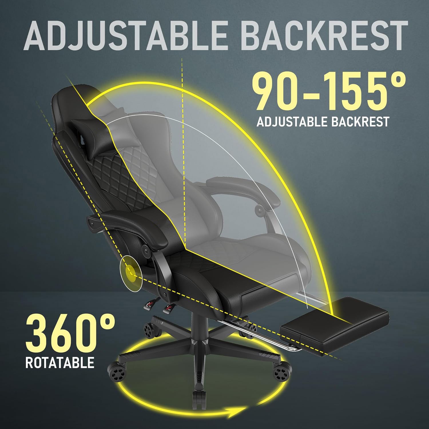 Gaming Chair with Footrest and Lumbar Support Height Adjustable Gaming Chair
