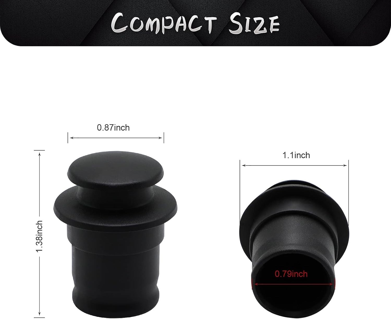 Universal Waterproof Cigarette Lighter Socket Covers - 2 Pack, Black Safety Caps