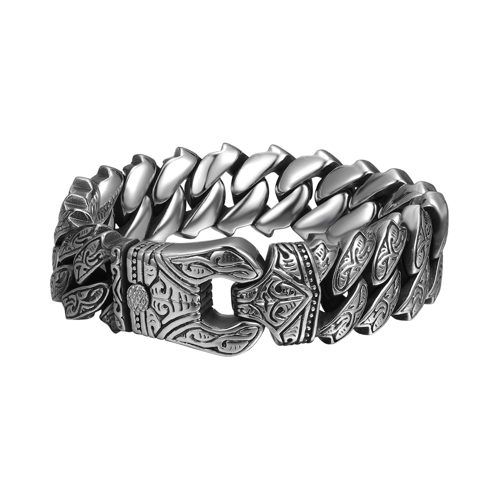 Men Viking Norse Symbols Tribal Medieval Warrior Heavy Stainless Steel Bracelet