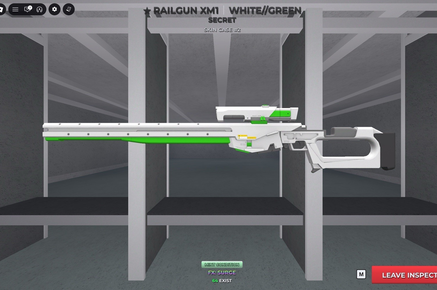 Railgun XM1 White/Green Secret Skin Case #2 Virtual Item ID 64