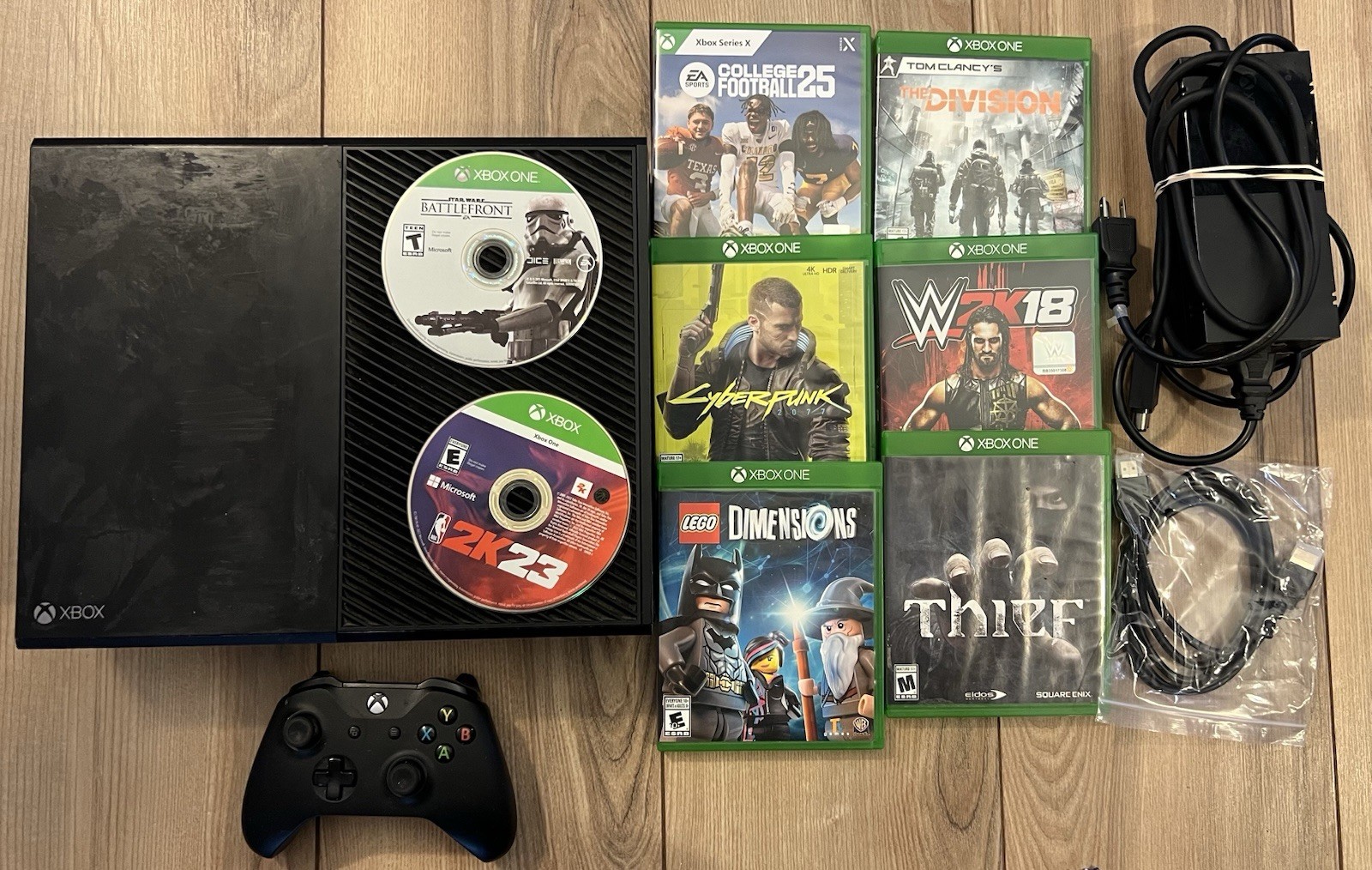 Xbox One 1540 500GB Console Bundle w/ 10 Games Controller Tested Works Black