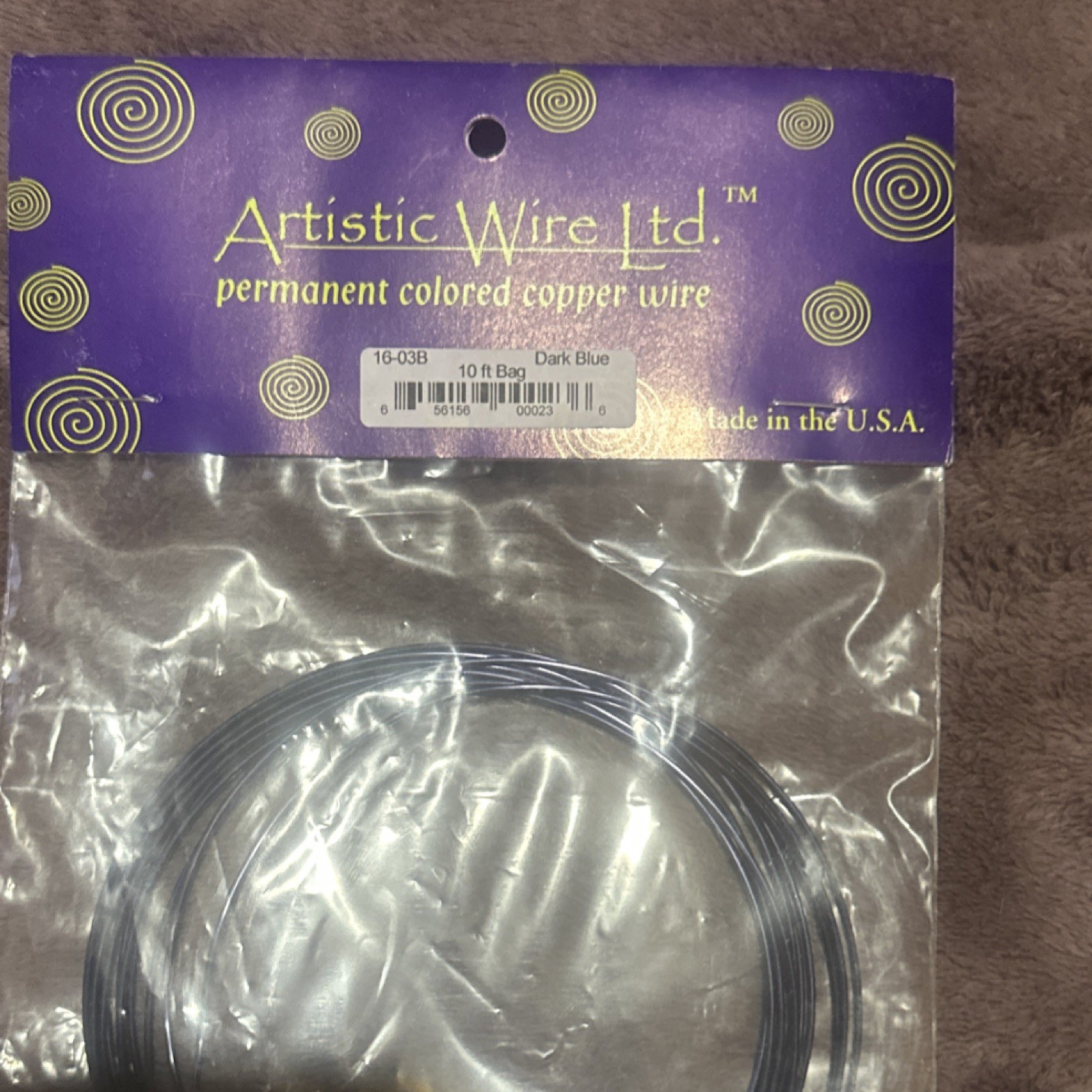 Artistic Wire Ltd. 16-03B Copper Beading Wire Tiger Tail Dark Blue 10 ft