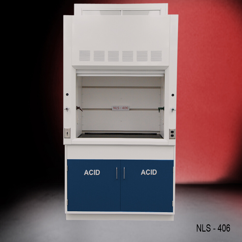 4 ft Laboratory Bench Fume Hood / Acid Storage Cabinet / Service Valves E2-122