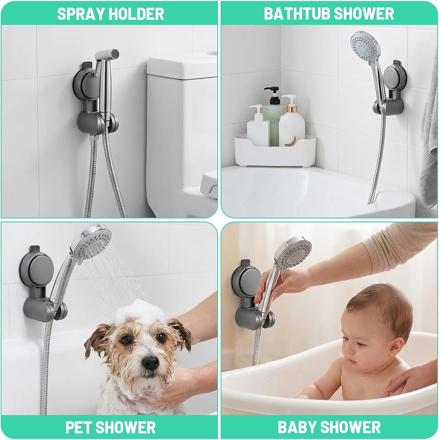 Shower Head Holder Suction , Rotatable and Adjustable Shower Head Holder