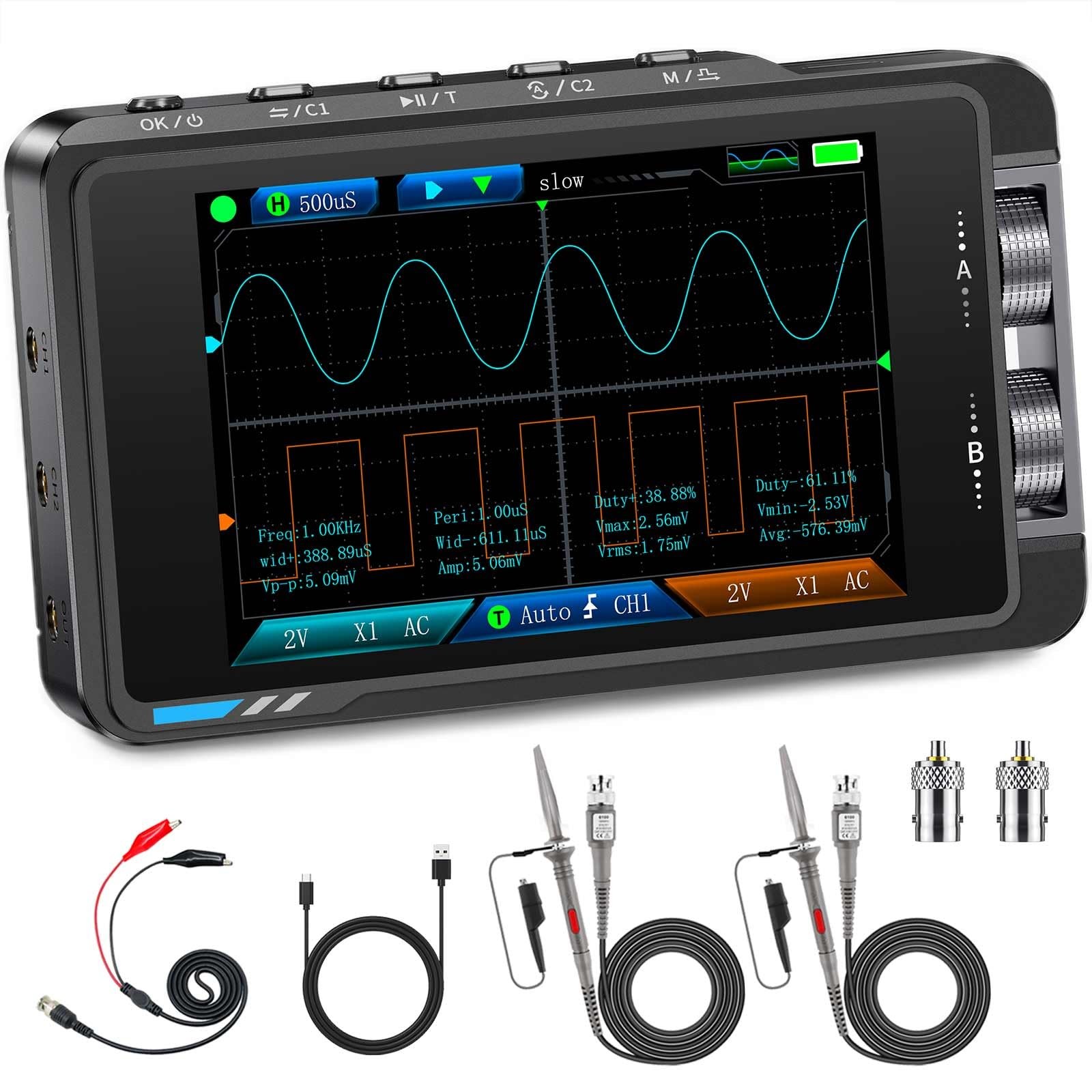 FNIRSI DS215H 2-in-1 Handheld Oscilloscope 50MHz, 2 Channel Digital Portable...
