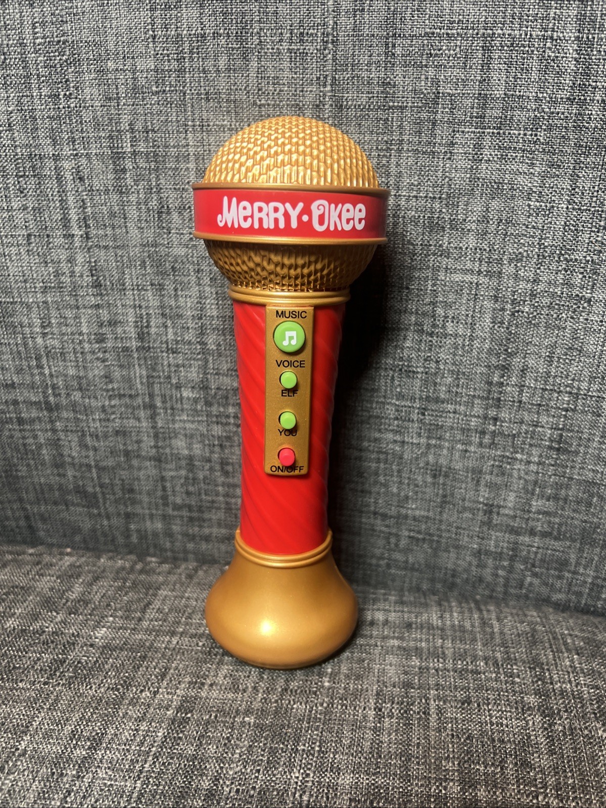 Hallmark Christmas Merry-Okee Karaoke Microphone Elf Voice Changer - WORKS! Gold
